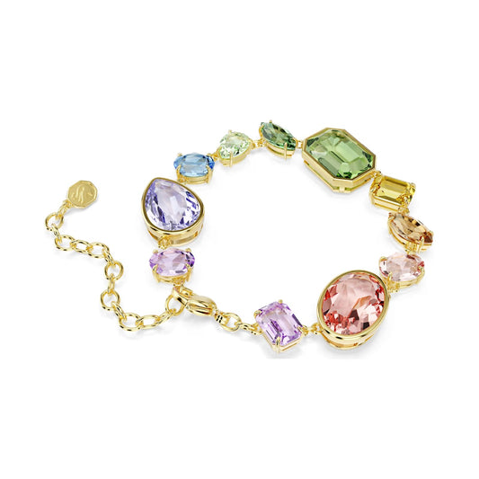 Bracciale Swarovski placcato oro con cristalli di forme diverse 20 cm