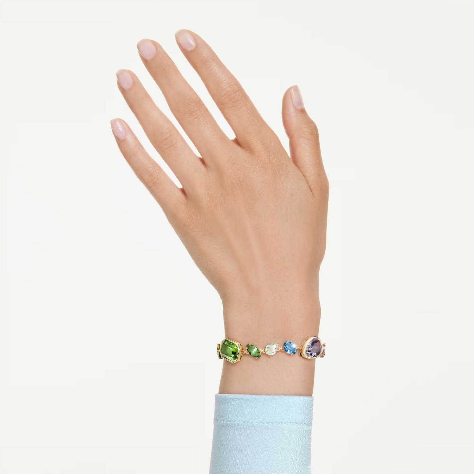 Bracciale Swarovski placcato oro con cristalli di forme diverse 20 cm