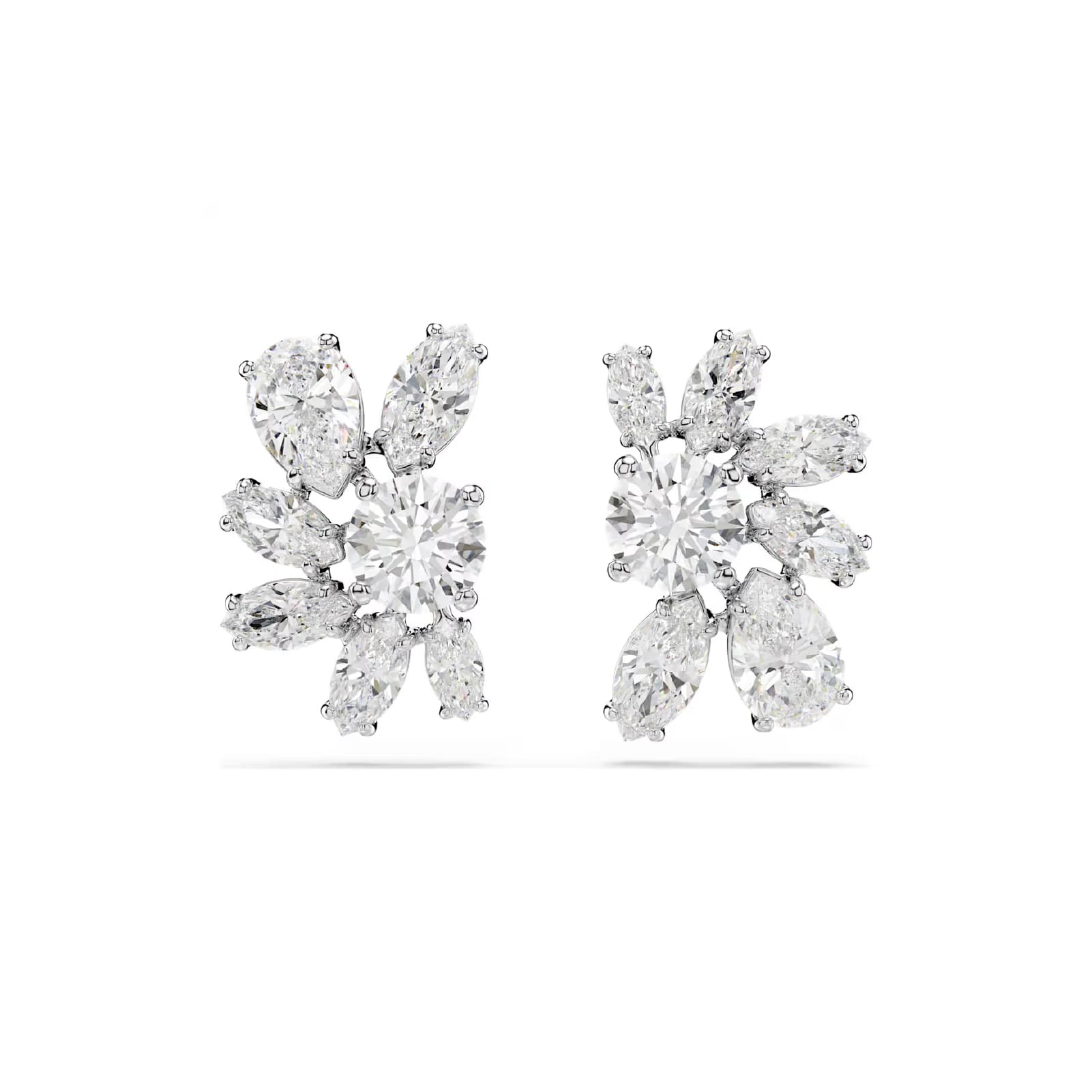 Orecchini a lobo Swarovski rodiato cristalli di diversi tagli MISURA UNICA