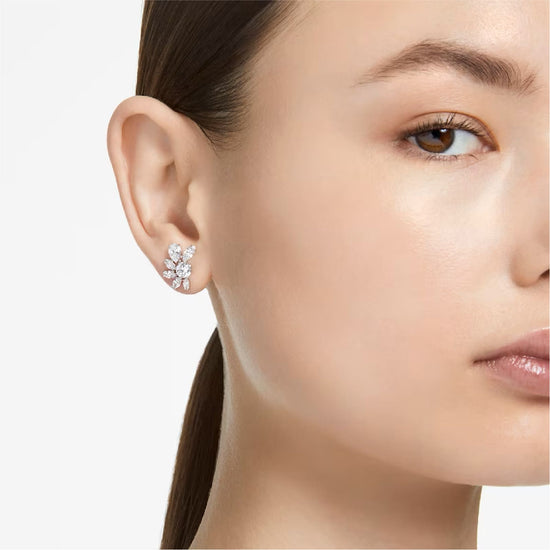 Orecchini a lobo Swarovski rodiato cristalli di diversi tagli MISURA UNICA