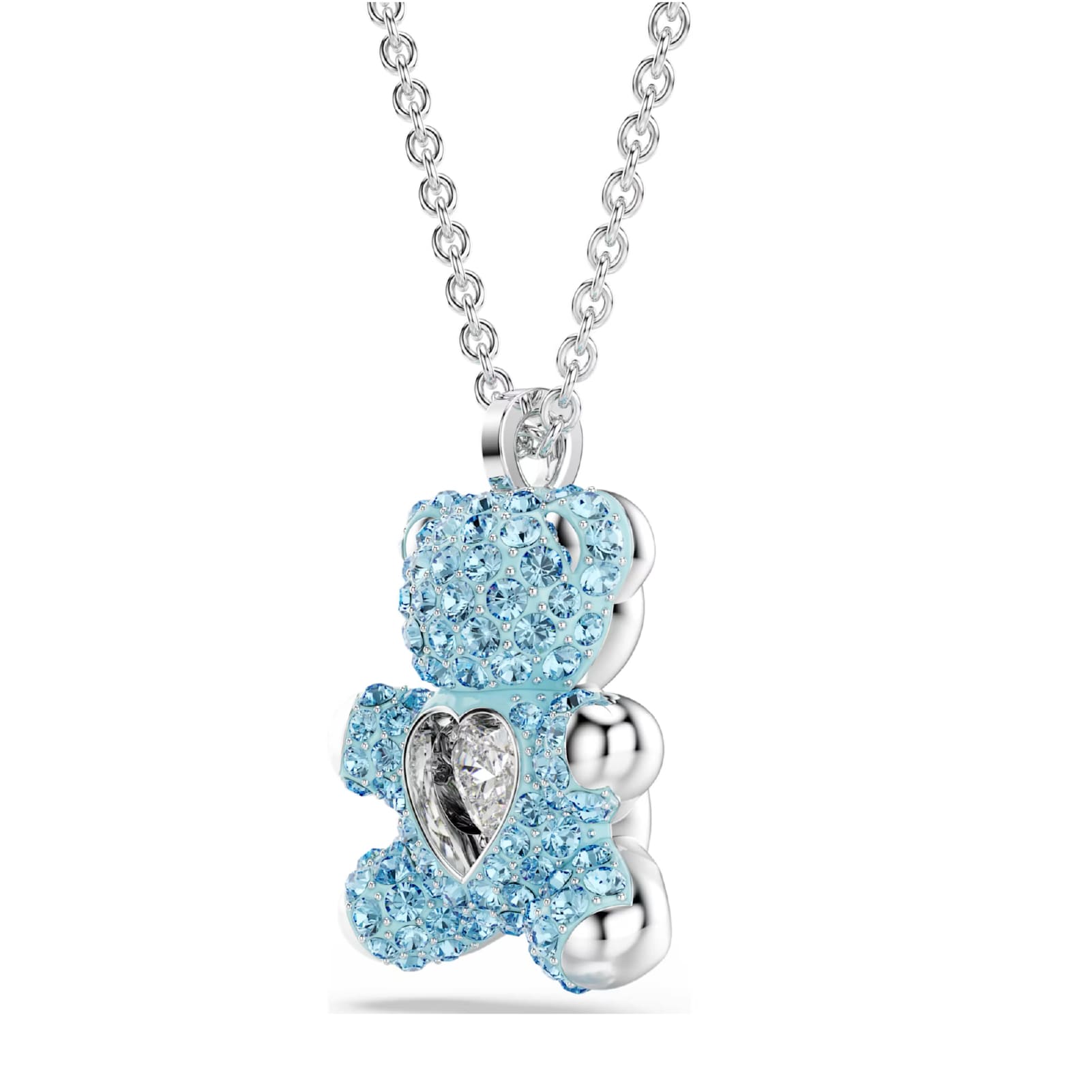 Collana con pendente a orsacchiotto azzurro Swarovski