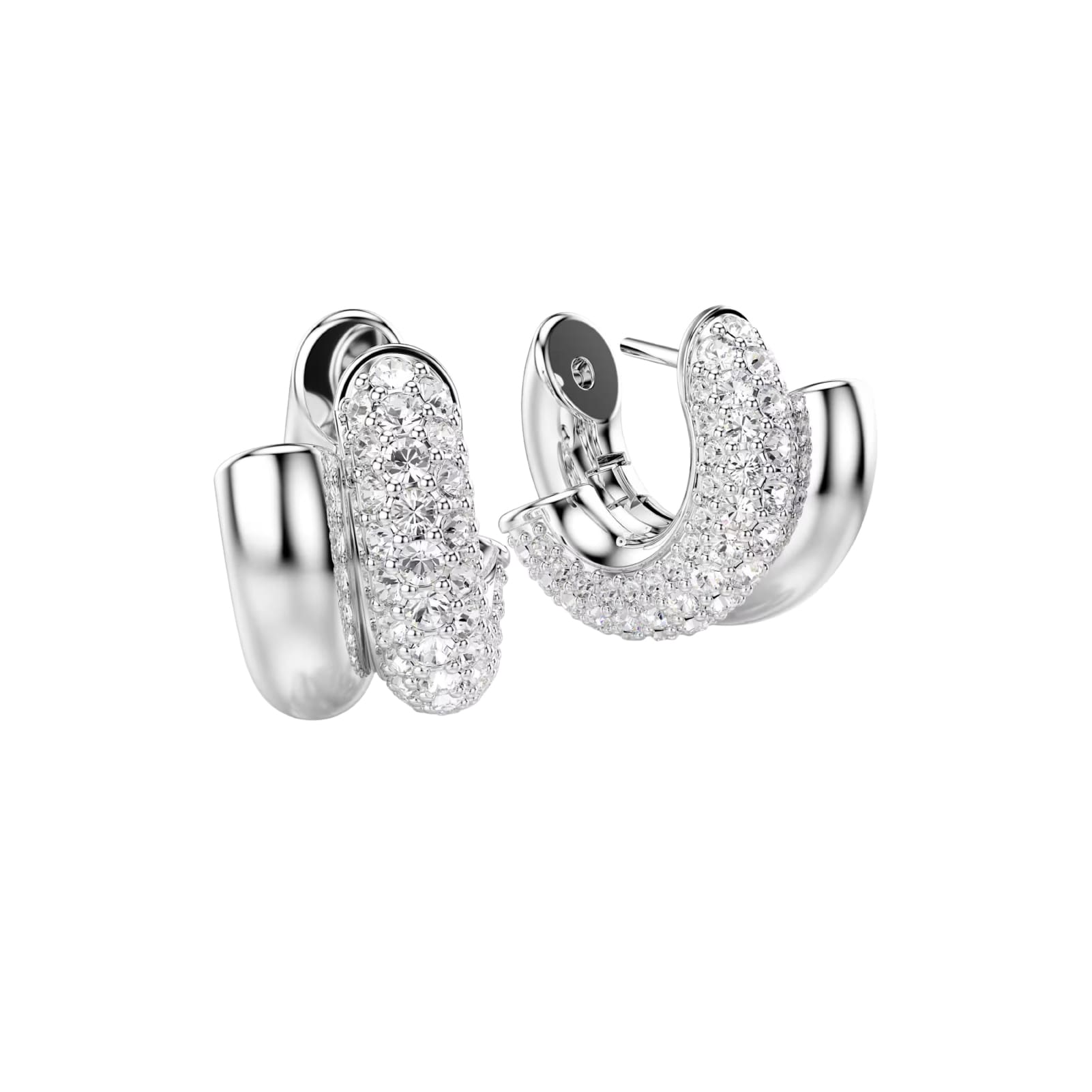 Orecchini cerchio Swarovski rodiati con pavè di cristalli cry MISURA UNICA