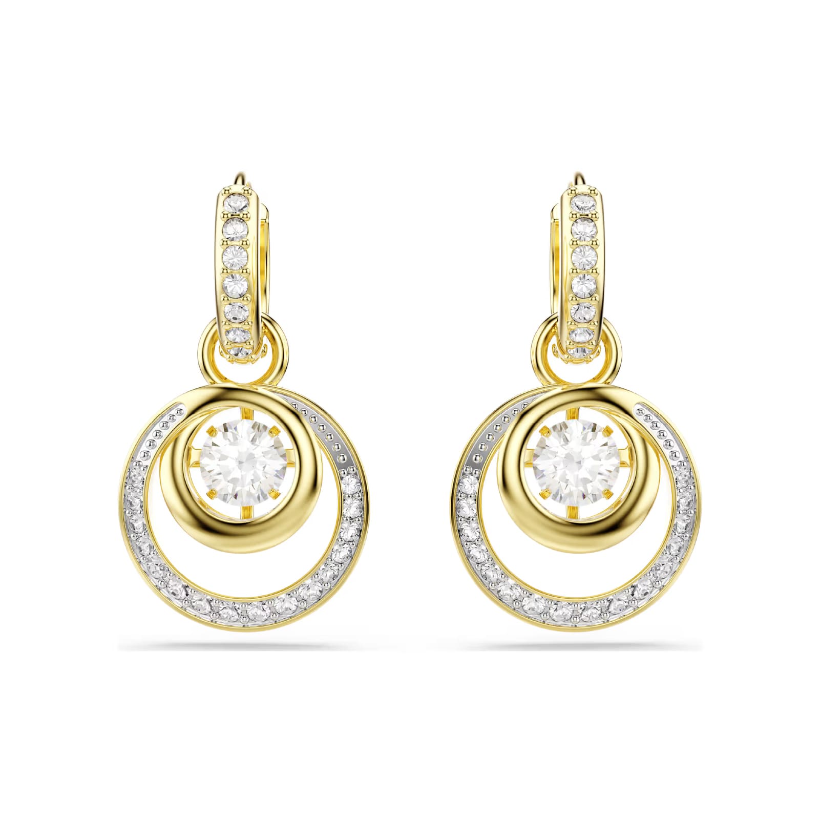 Orecchini Swarovski design circolare con zircone e cristalli MISURA UNICA