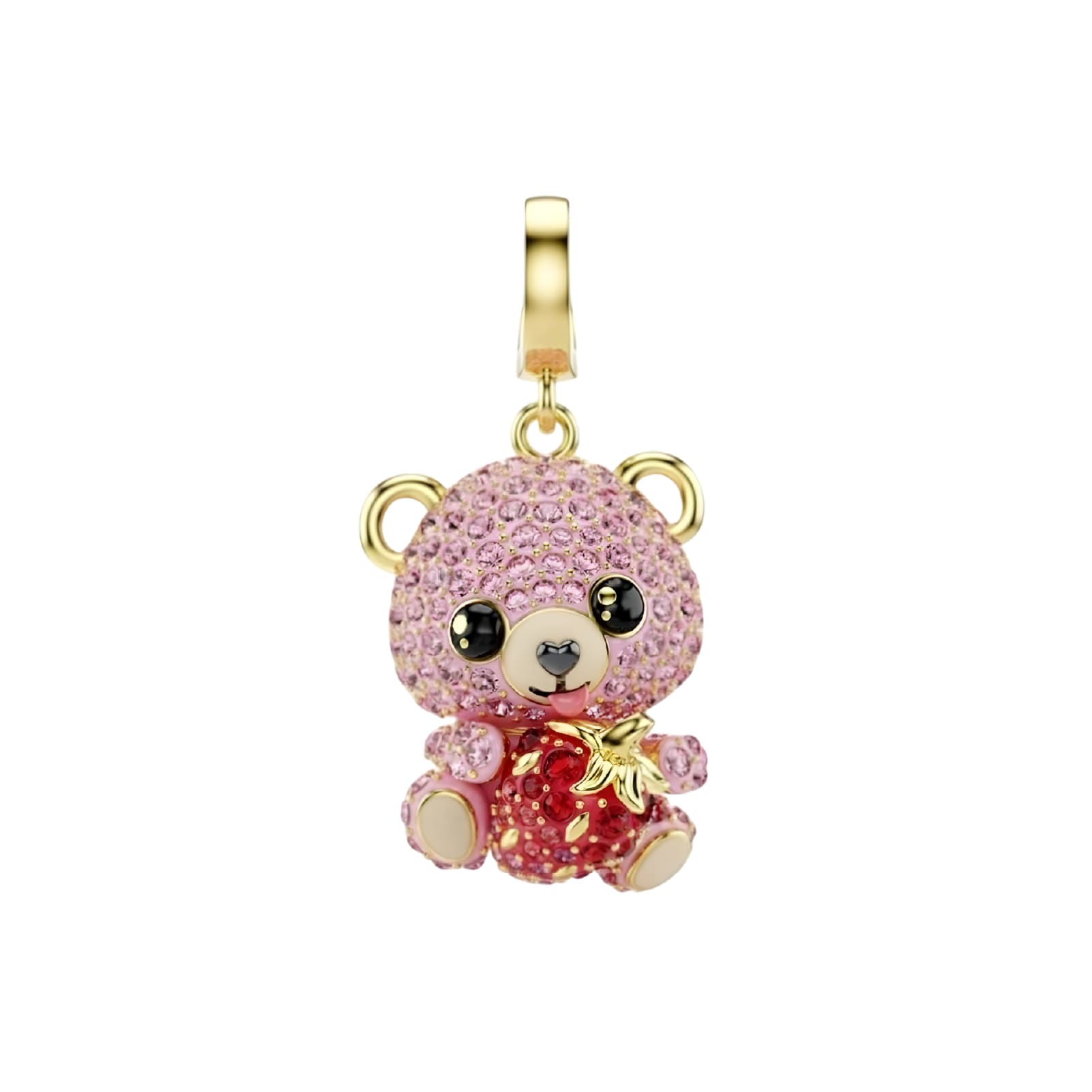 Charm orsetto Swarovski Idyllia con cristalli rosa e rossi MISURA UNICA