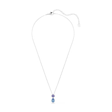 Collana Swarovski rodiata con cristalli pendenti blu e viola MISURA UNICA