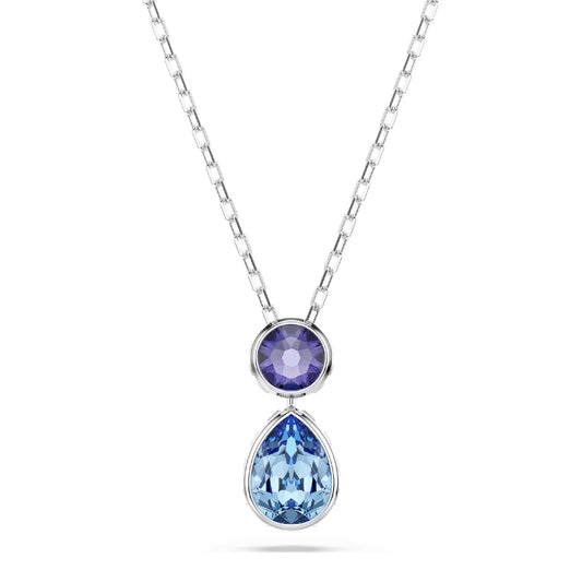 Collana Swarovski rodiata con cristalli pendenti blu e viola MISURA UNICA