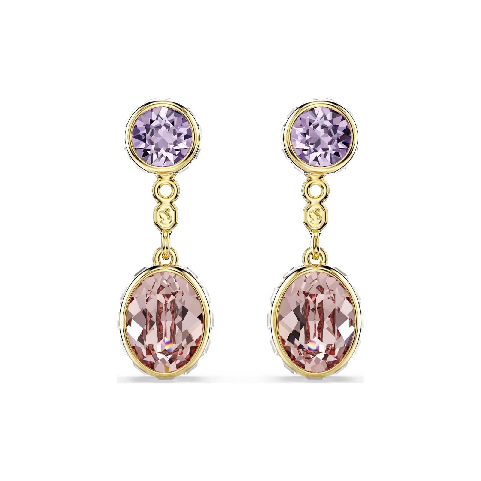 Orecchini pendenti Swarovski Chroma e cristalli viola e rosa MISURA UNICA