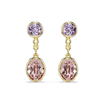 Orecchini pendenti Swarovski Chroma e cristalli viola e rosa MISURA UNICA