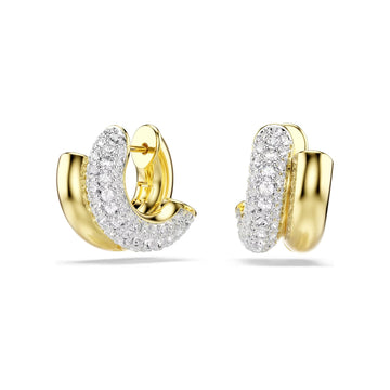 Orecchini cerchio Swarovski placcati oro con pavè di cristalli MISURA UNICA