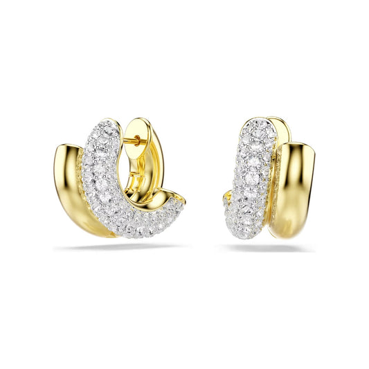 Orecchini cerchio Swarovski placcati oro con pavè di cristalli MISURA UNICA