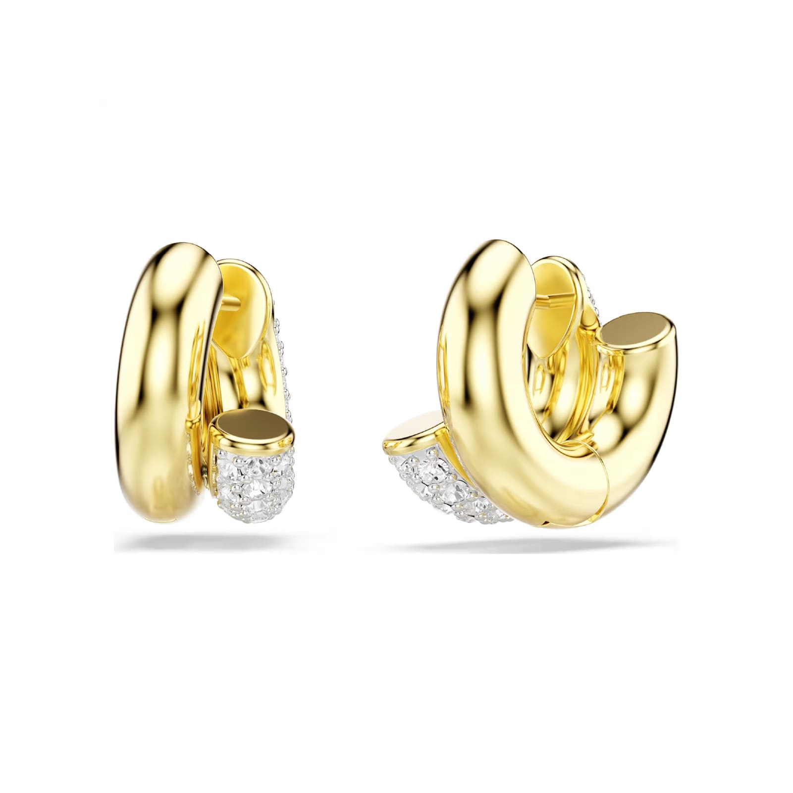 Orecchini cerchio Swarovski placcati oro con pavè di cristalli MISURA UNICA