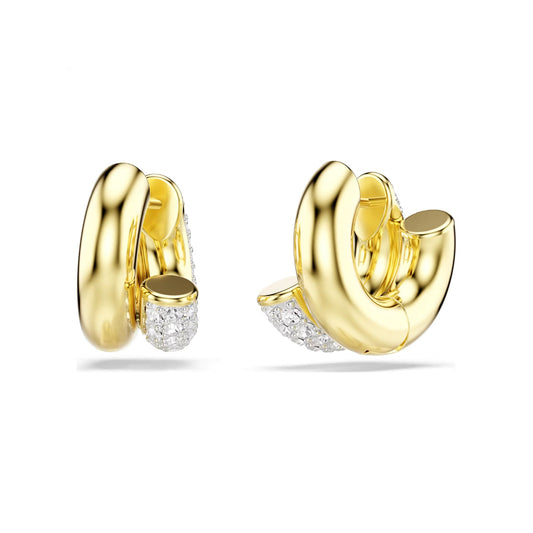 Orecchini cerchio Swarovski placcati oro con pavè di cristalli MISURA UNICA