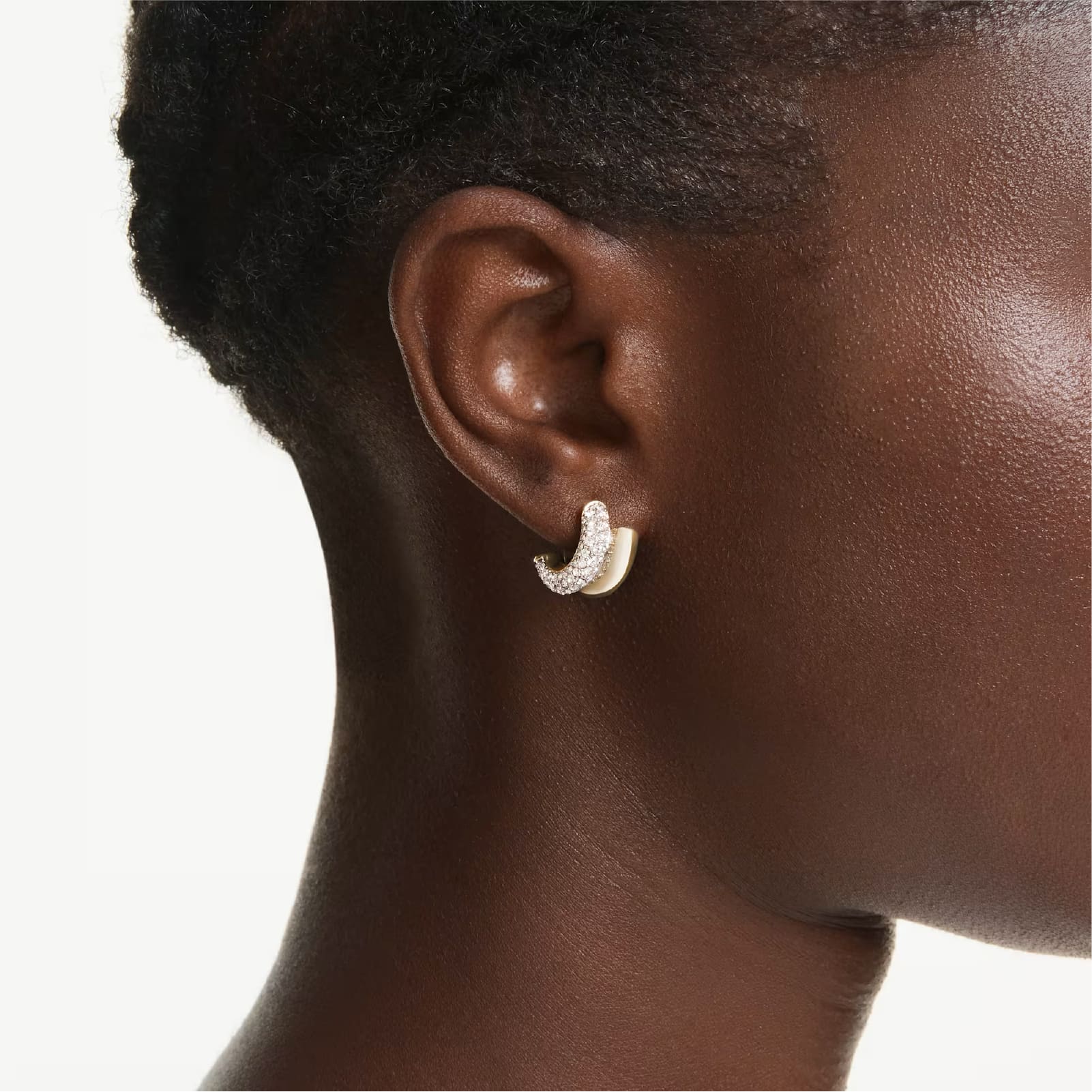 Orecchini cerchio Swarovski placcati oro con pavè di cristalli MISURA UNICA