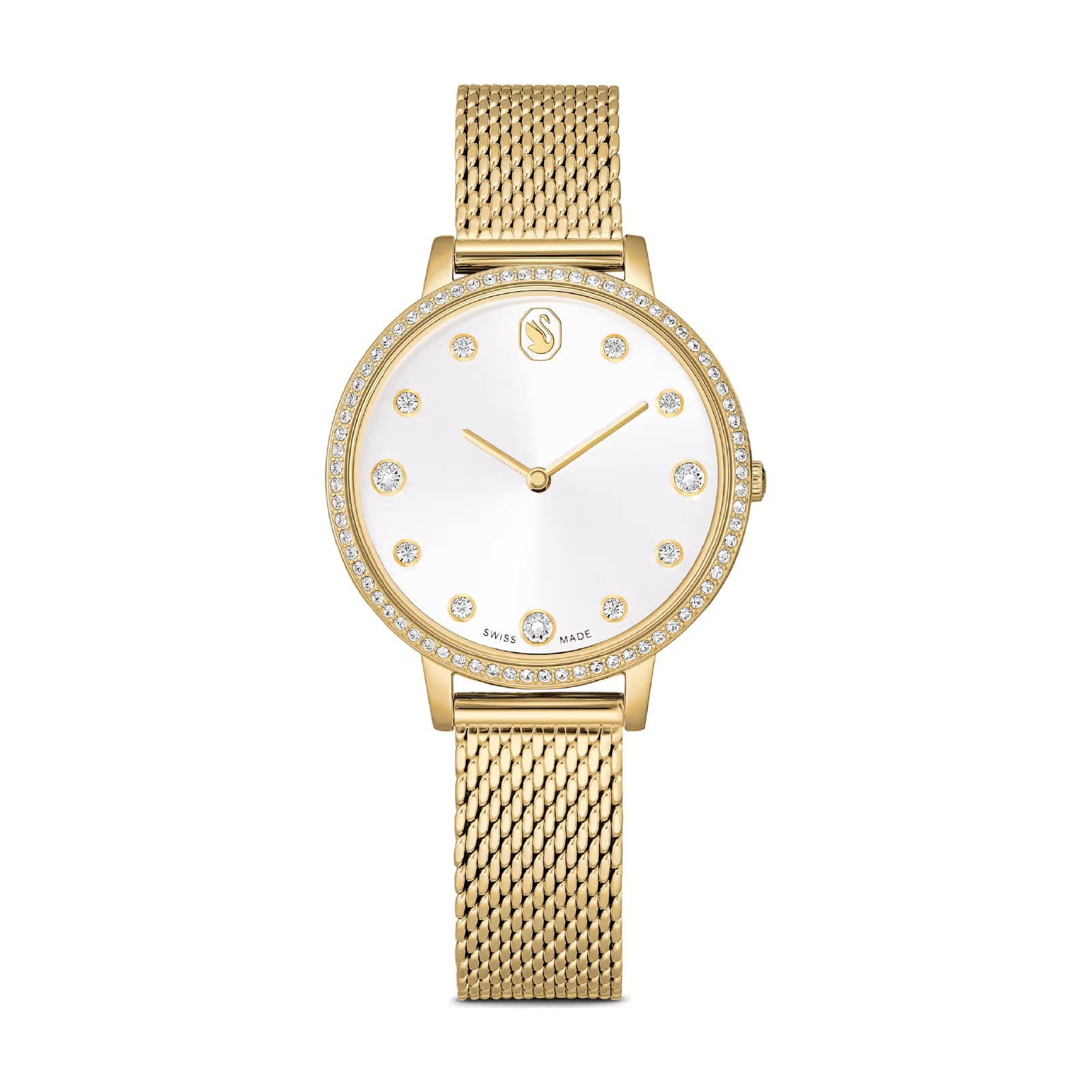 Orologio Swarovski Clarica placcato oro e maglia milanese MISURA UNICA