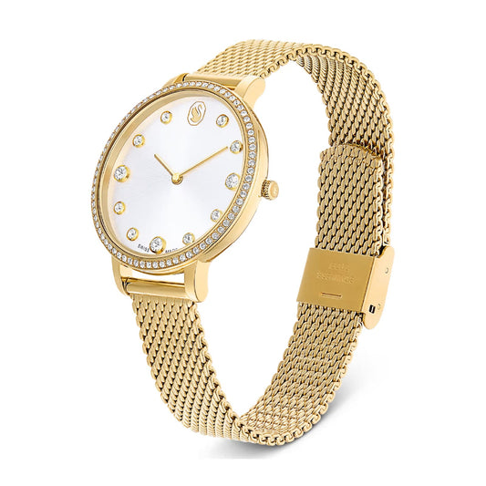 Orologio Swarovski Clarica placcato oro e maglia milanese MISURA UNICA