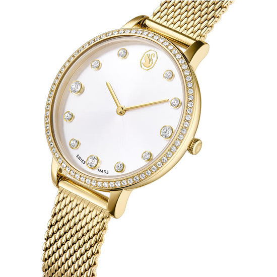 Orologio Swarovski Clarica placcato oro e maglia milanese MISURA UNICA