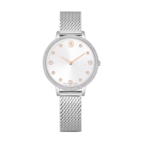 Orologio Swarovski Clarica placcato rodio e maglia milanese MISURA UNICA
