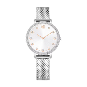 Orologio Swarovski Clarica placcato rodio e maglia milanese MISURA UNICA