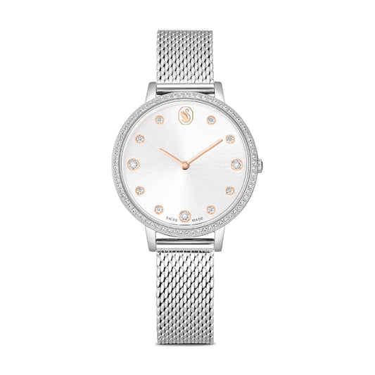 Orologio Swarovski Clarica placcato rodio e maglia milanese MISURA UNICA