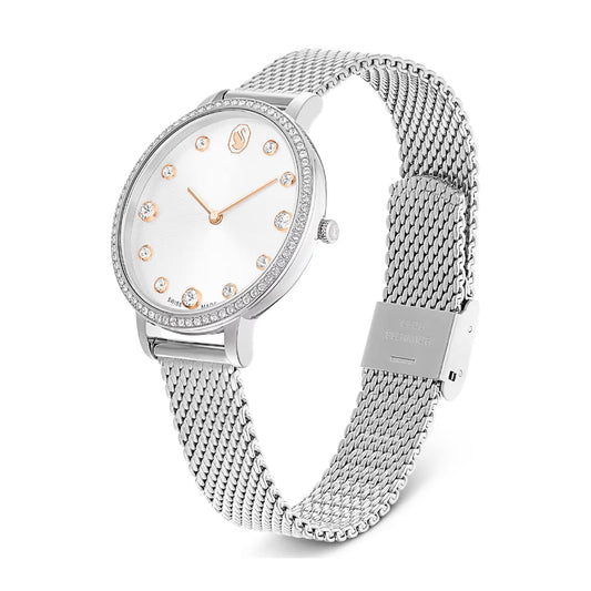 Orologio Swarovski Clarica placcato rodio e maglia milanese MISURA UNICA