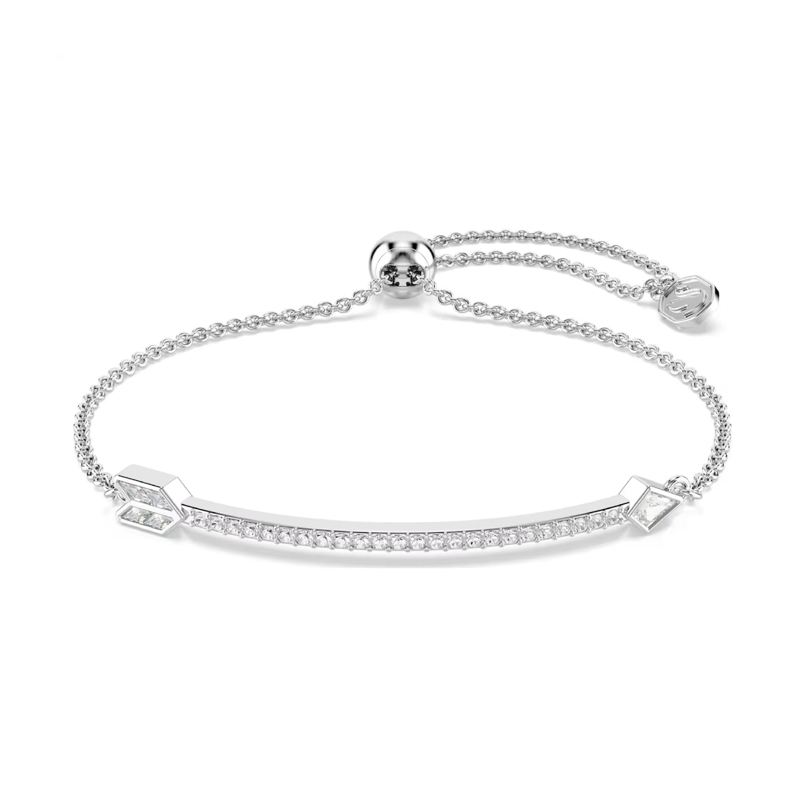 Bracciale semirigido Swarovski placcato rodio con cristalli 24 cm