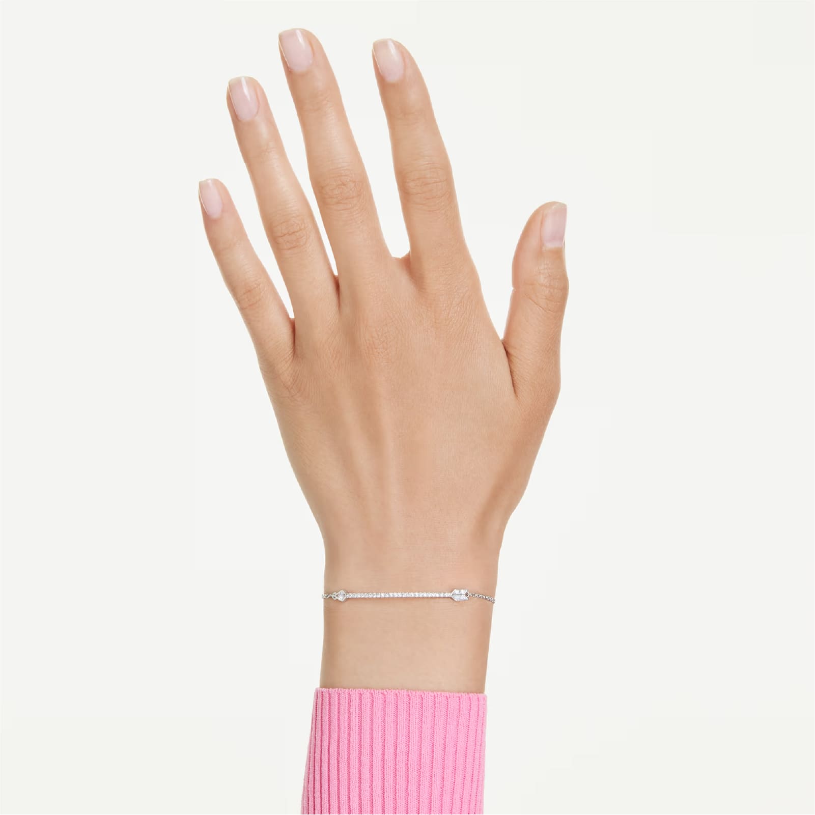 Bracciale semirigido Swarovski placcato rodio con cristalli 24 cm