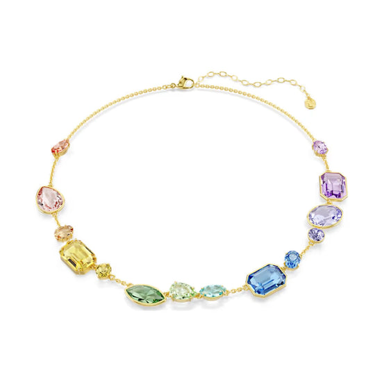 Collana girocollo Swarovski Gema dorata e cristalli colorati MISURA UNICA