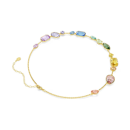 Collana girocollo Swarovski Gema dorata e cristalli colorati MISURA UNICA