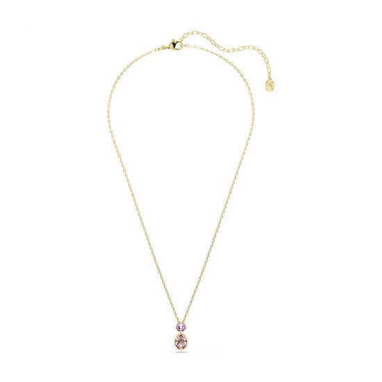 Collana girocollo Swarovski dorata con cristalli viola e rosa MISURA UNICA