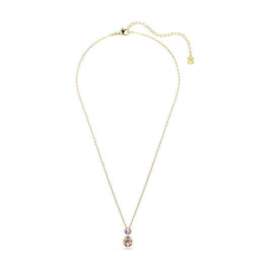 Collana girocollo Swarovski dorata con cristalli viola e rosa MISURA UNICA