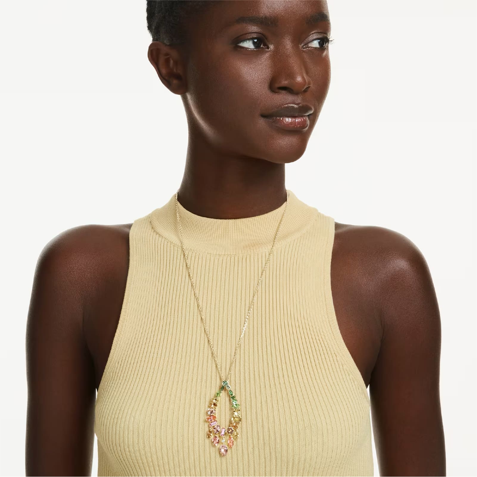 Collana lunga Swarovski Gema pendente con cristalli colorati MISURA UNICA