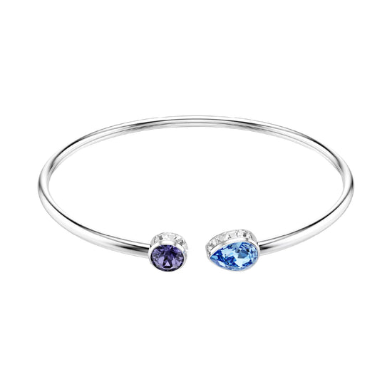 Bracciale rigido Swarovski rodiato con cristalli blu e viola Rigido