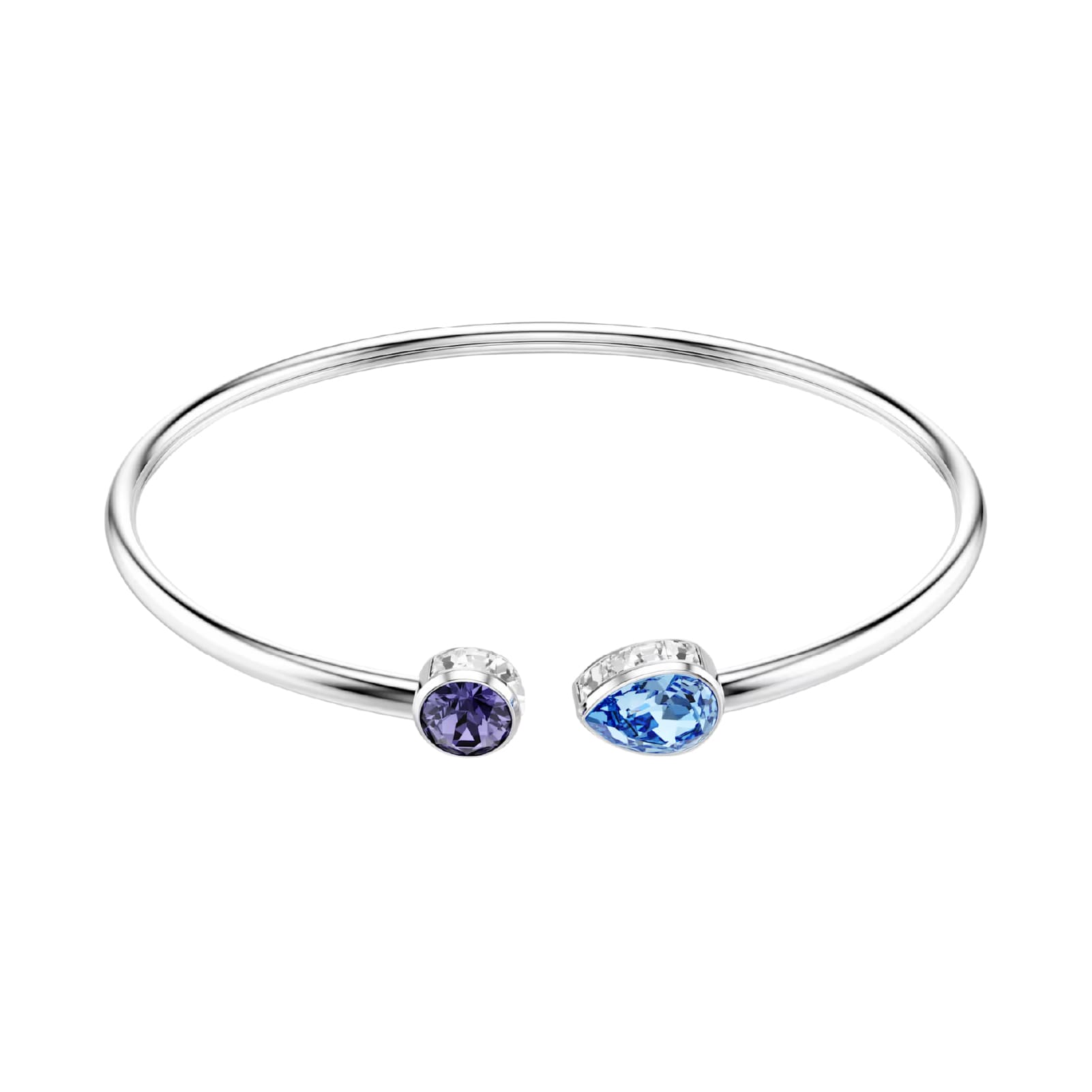 Bracciale rigido Swarovski rodiato con cristalli blu e viola Rigido