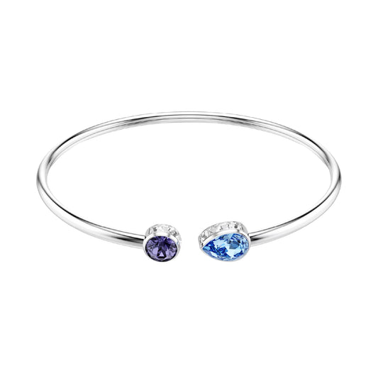 Bracciale rigido Swarovski rodiato con cristalli blu e viola Rigido