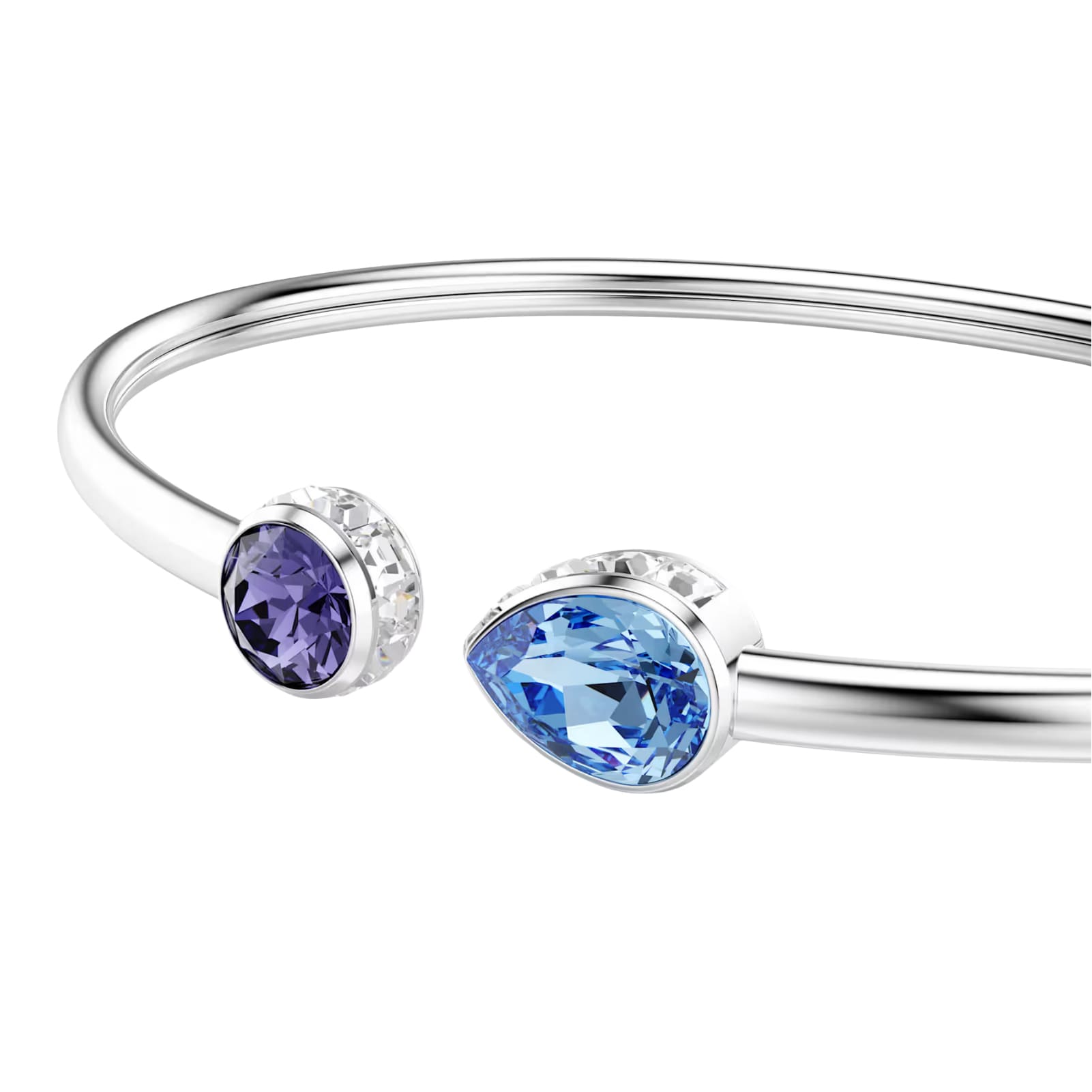 Bracciale rigido Swarovski rodiato con cristalli blu e viola Rigido