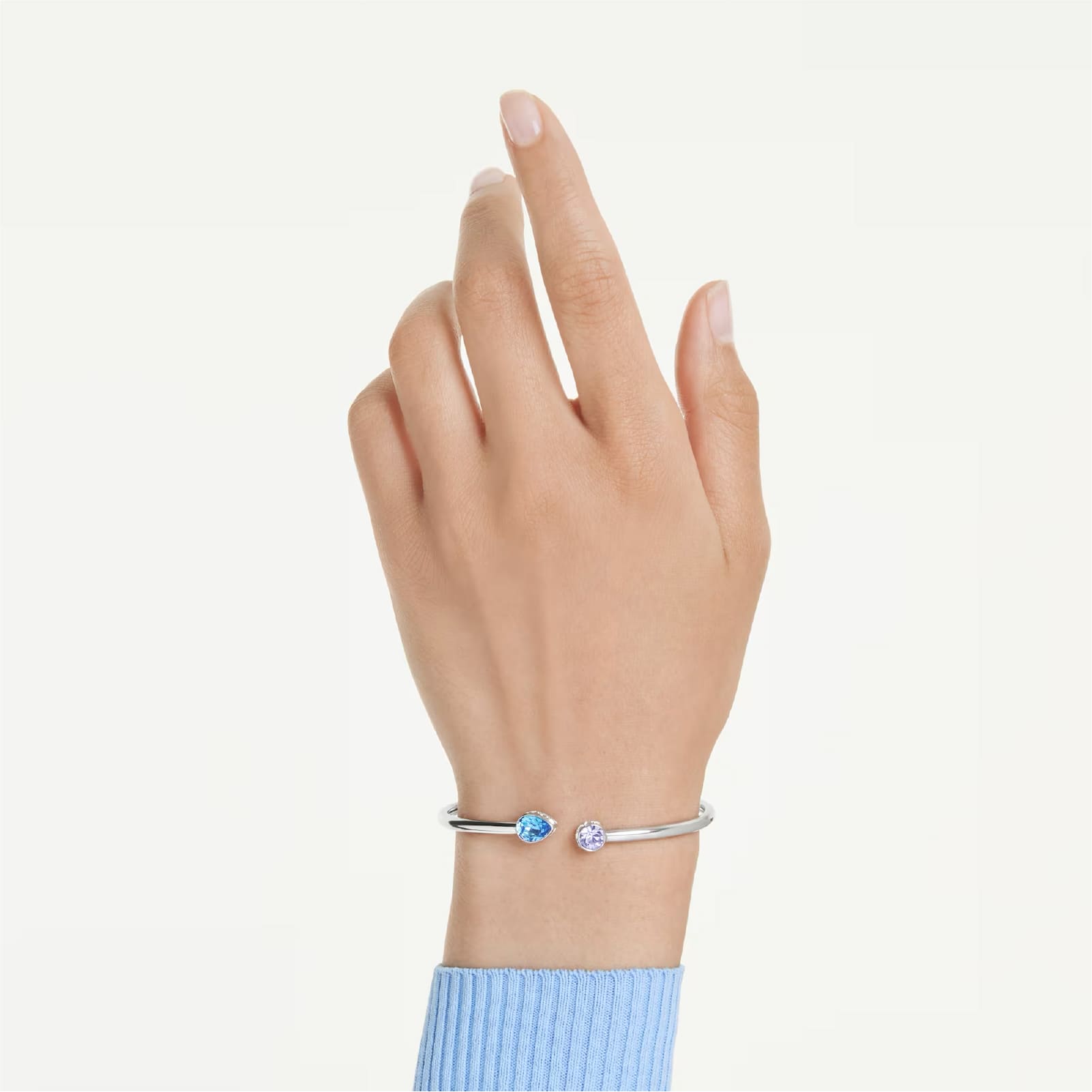 Bracciale rigido Swarovski rodiato con cristalli blu e viola Rigido