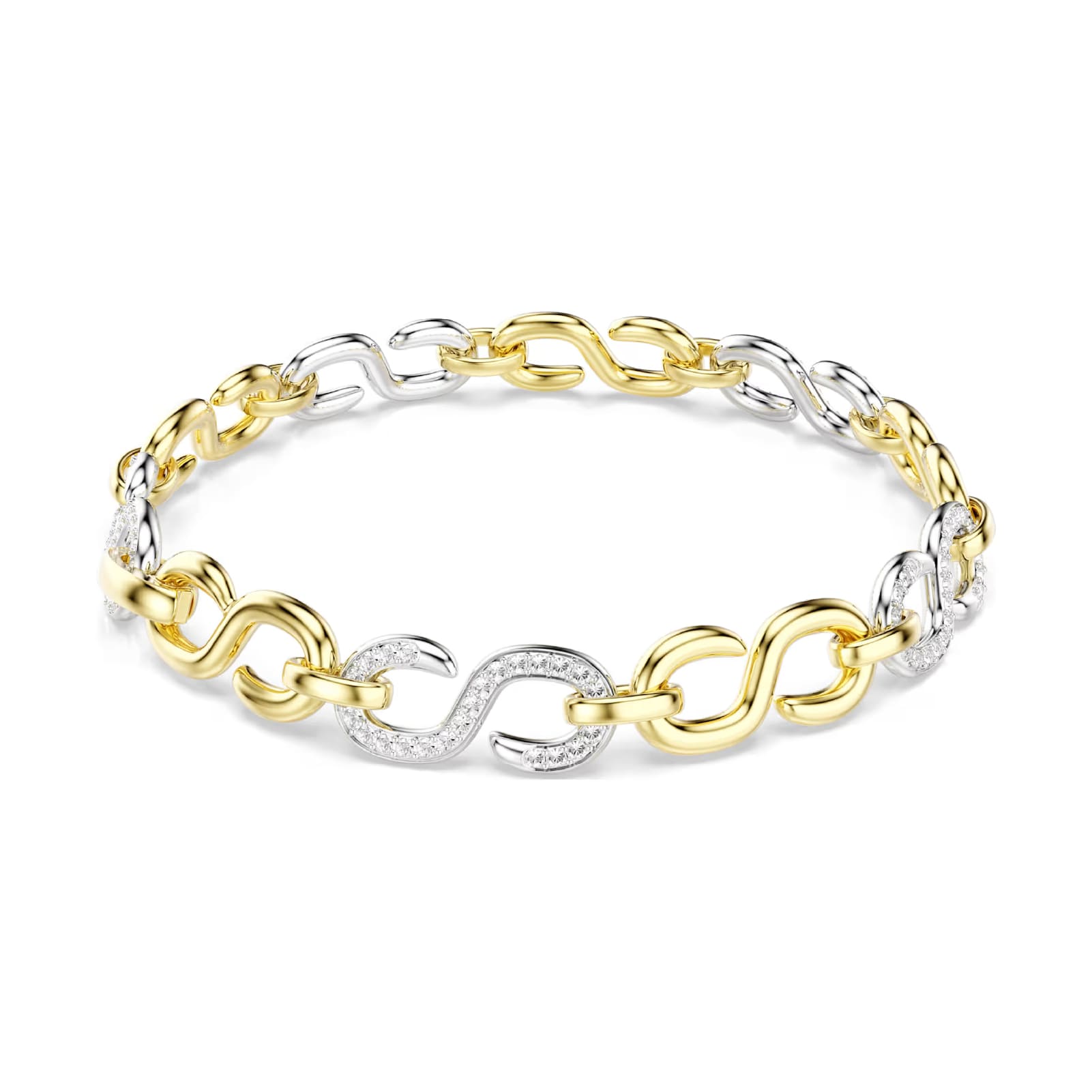 Bracciale catena Swarovski Dextera bicolore con cristalli cry 20,5 cm