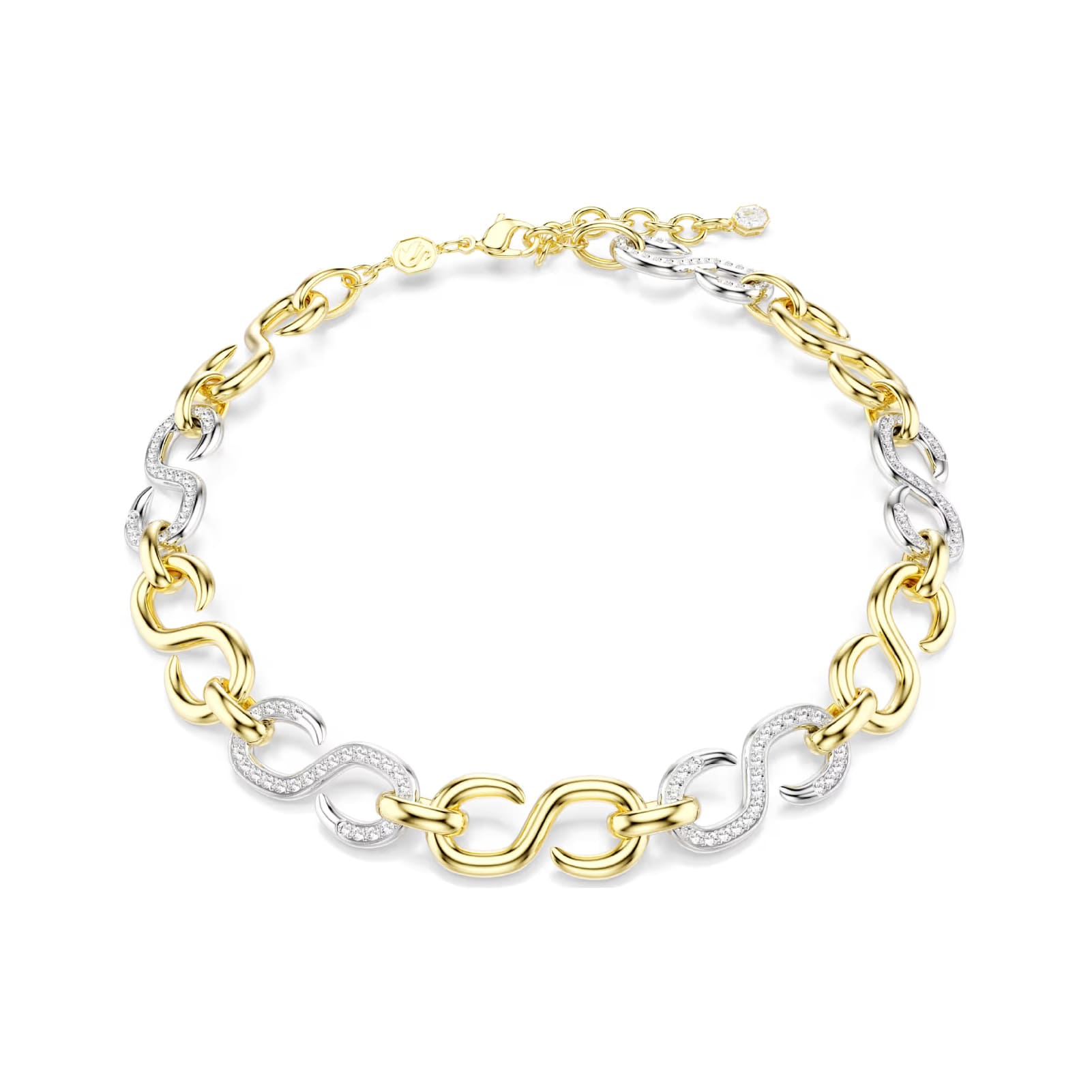 Collana girocollo Swarovski Dextera bicolore con cristalli cry MISURA UNICA