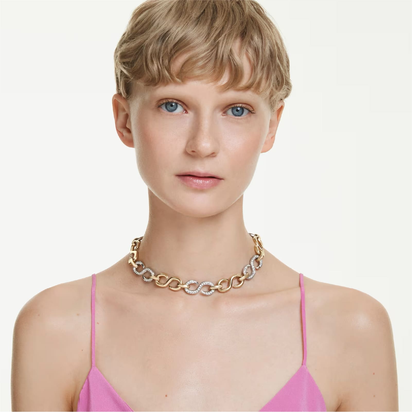 Collana girocollo Swarovski Dextera bicolore con cristalli cry MISURA UNICA