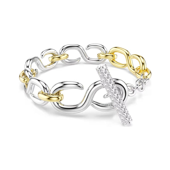 Bracciale Swarovski Dextera con catena bicolore e cristalli 19 cm