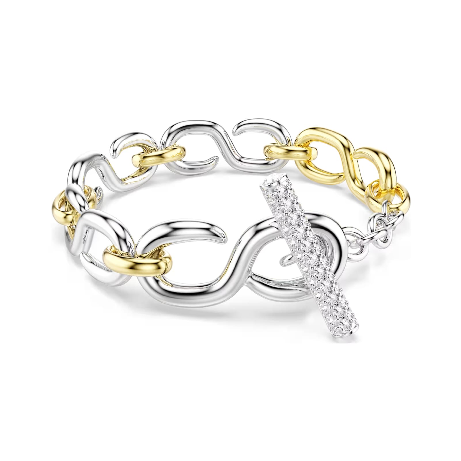 Bracciale Swarovski Dextera con catena bicolore e cristalli 19 cm