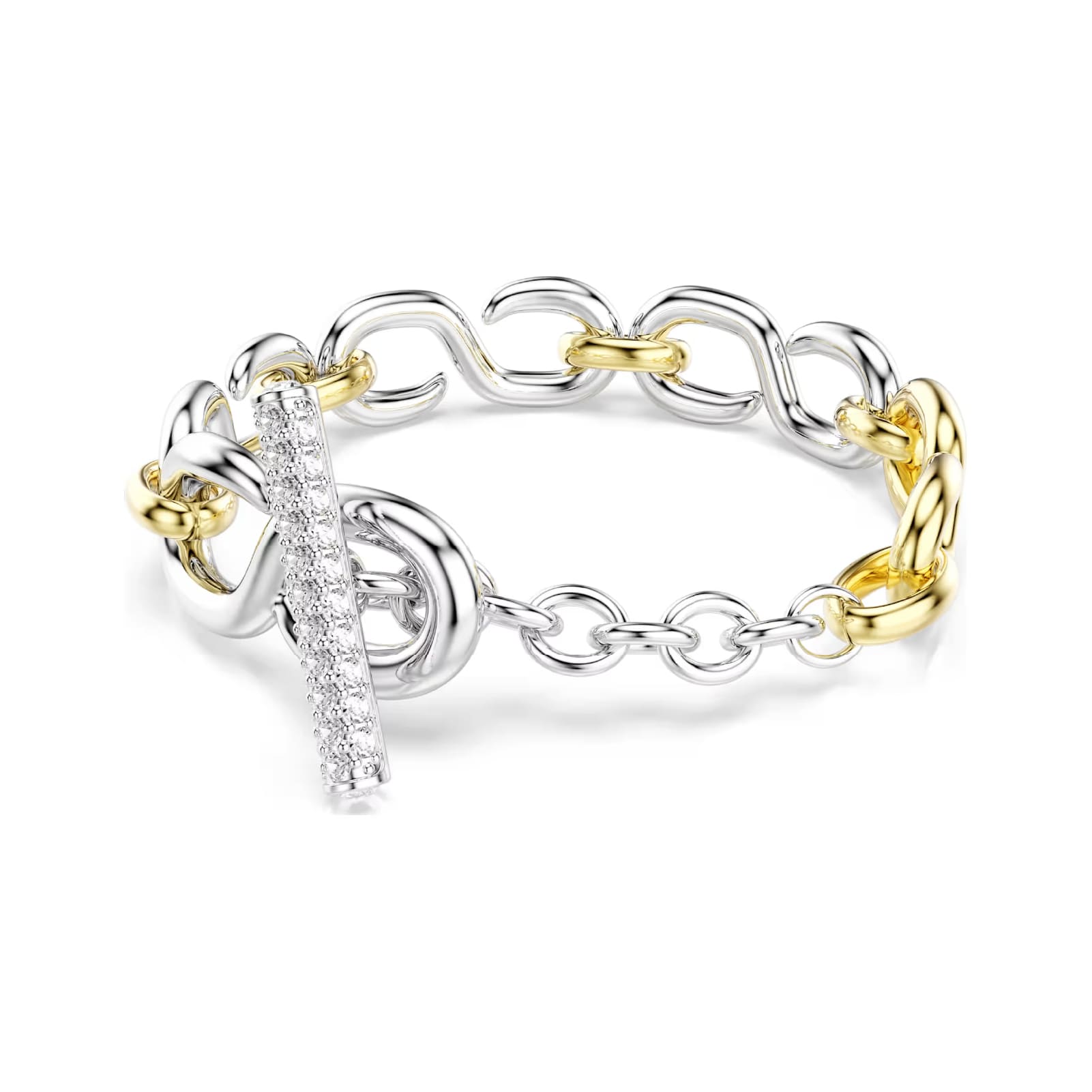 Bracciale Swarovski Dextera con catena bicolore e cristalli 19 cm