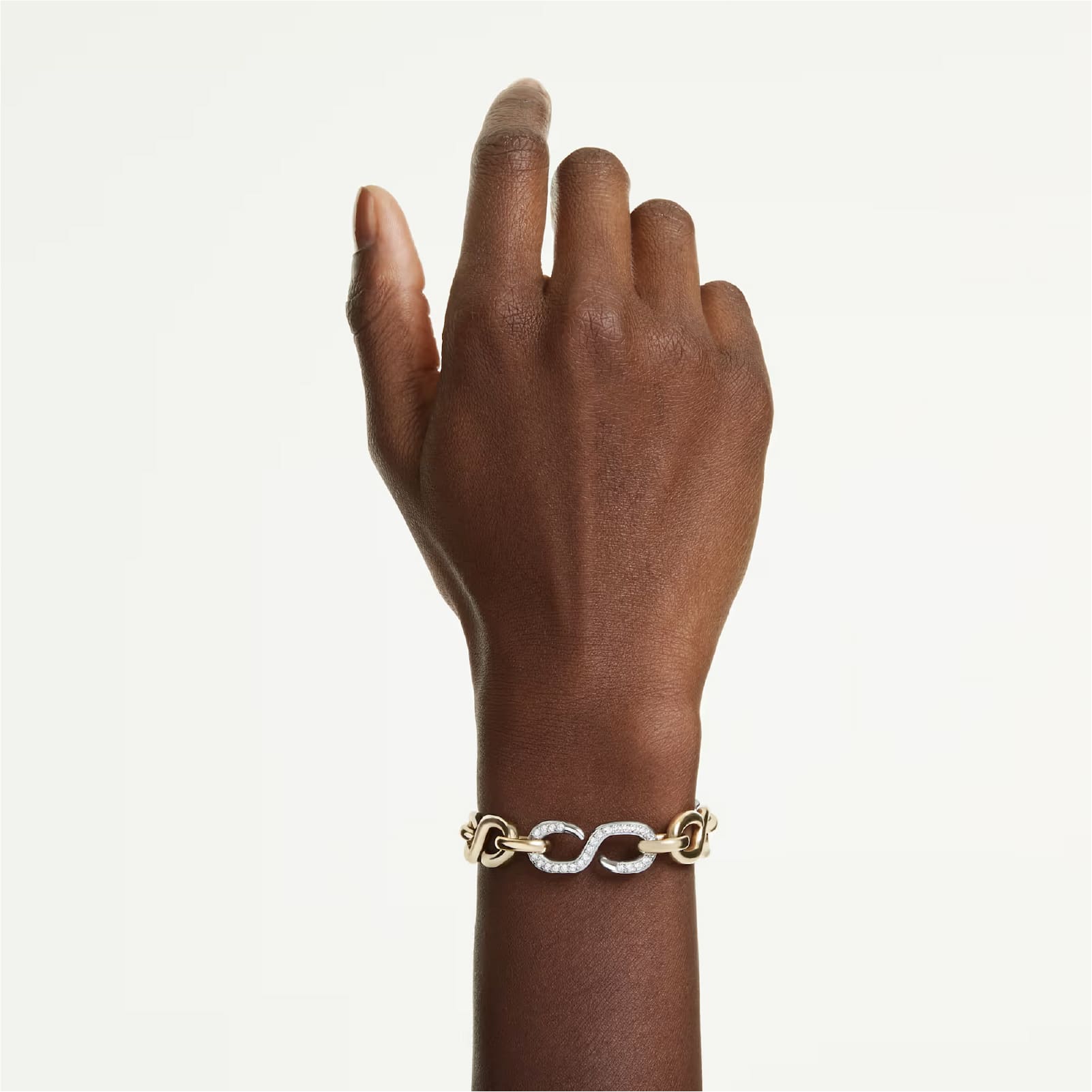 Bracciale Swarovski Dextera con catena bicolore e cristalli 19 cm