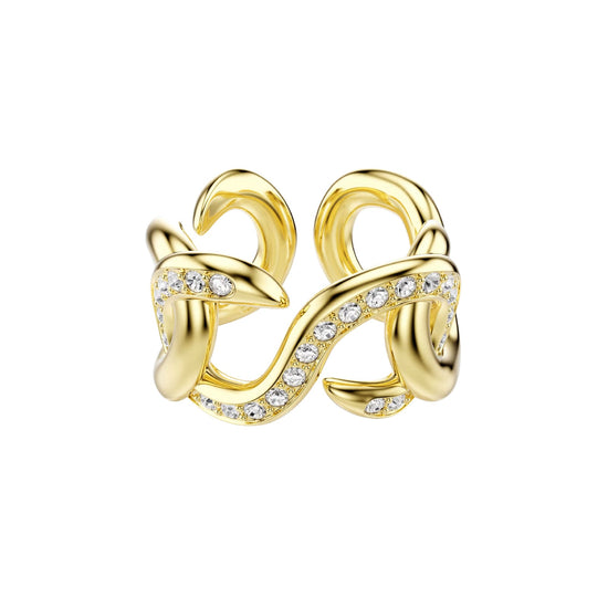 Anello aperto Swarovski Dextera placcato oro con cristalli 18
