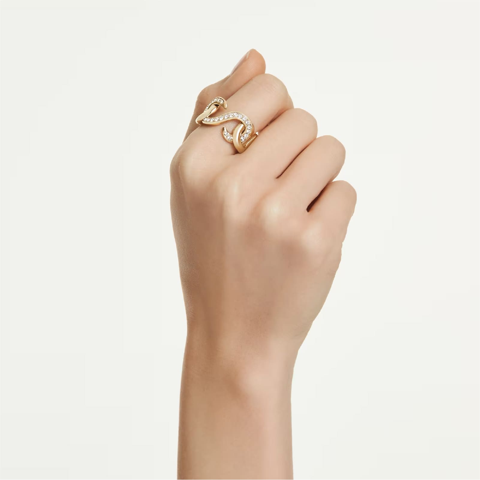 Anello aperto Swarovski Dextera placcato oro con cristalli 18