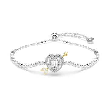 Bracciale Swarovski Idyllia rodiato con cuore e freccia 24 cm