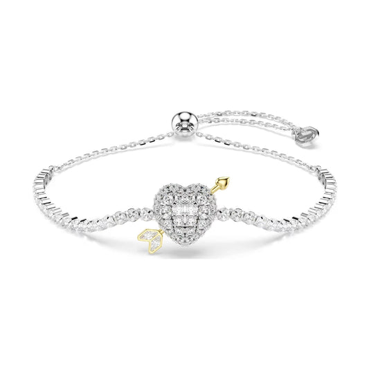 Bracciale Swarovski Idyllia rodiato con cuore e freccia 24 cm