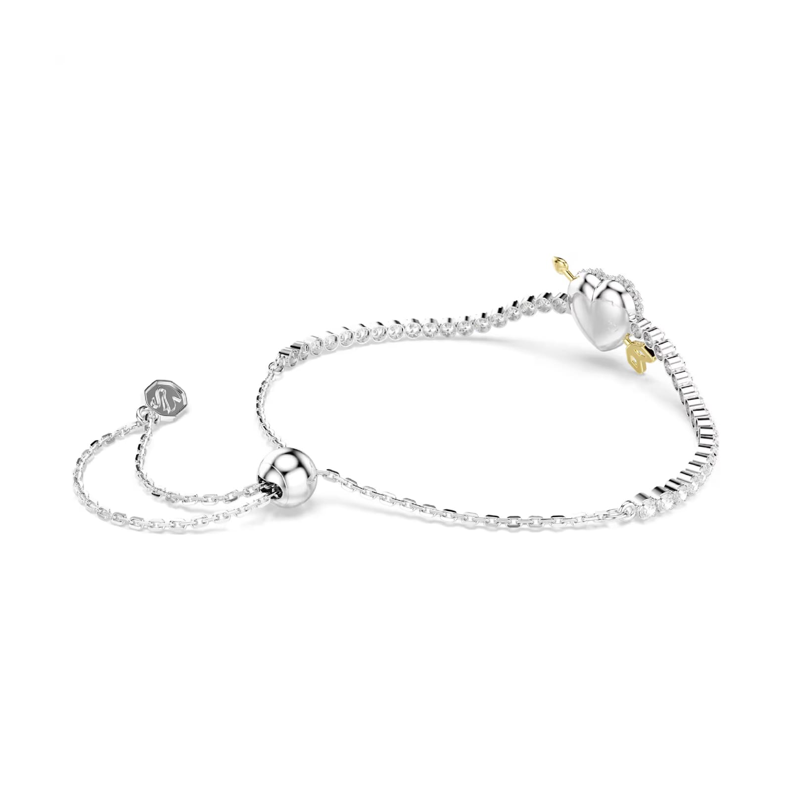 Bracciale Swarovski Idyllia rodiato con cuore e freccia 24 cm