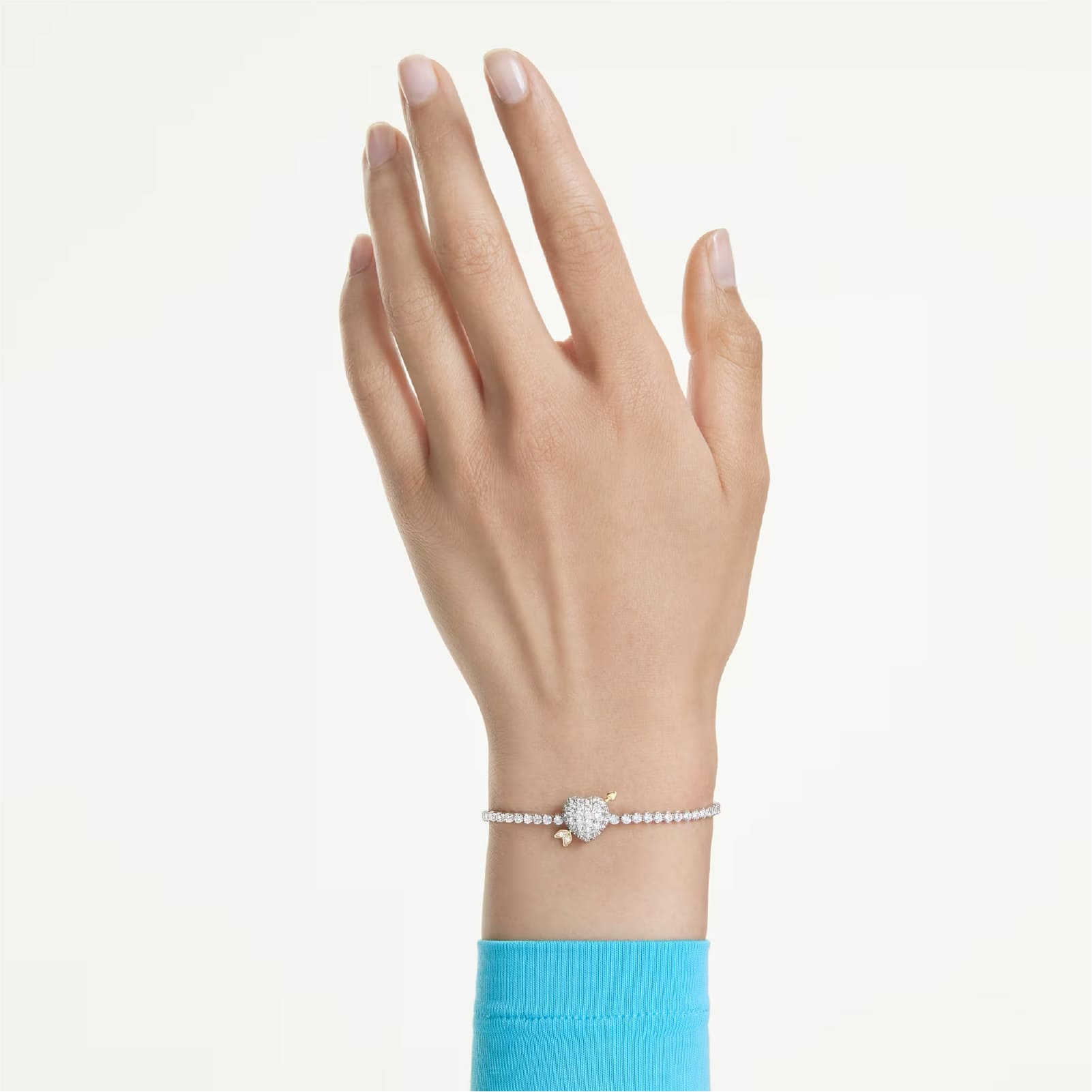 Bracciale Swarovski Idyllia rodiato con cuore e freccia 24 cm