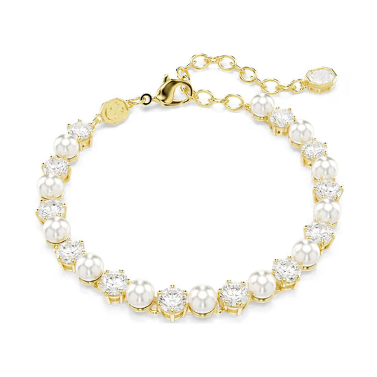 Bracciale tennis Swarovski con cristalli e crystal pearls 21 cm